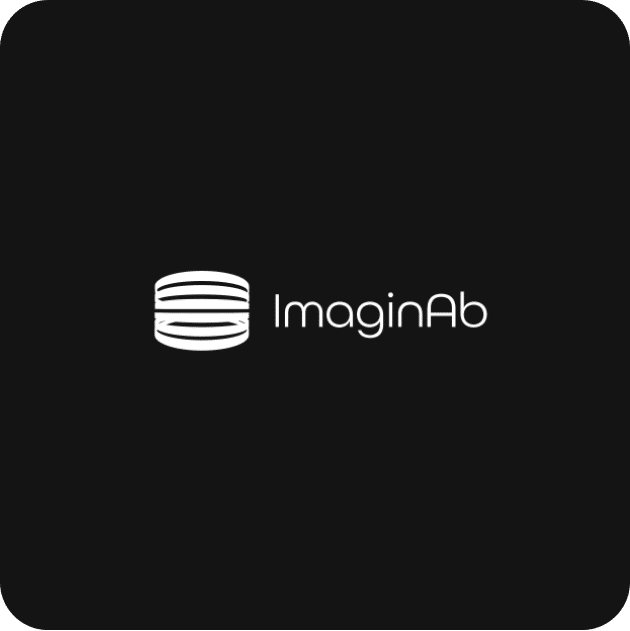A black background with the ImaginAb logo, consisting of a stylized capsule icon and the word "ImaginAb" in white text.