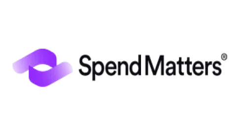Logo reading "Spend Matters" in black text with a purple abstract symbol on the left.