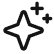 A simple black outline of a four-pointed star with two plus signs in the upper right corner on a light background.