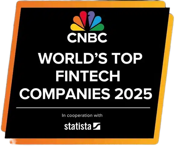 CNBC World’s Top Fintech Companies 2025 logo, presented in cooperation with Statista, featuring the CNBC and Statista logos.