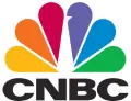 The image shows the CNBC logo, featuring a multicolored peacock with feathers in purple, blue, green, yellow, orange, and red, placed above the black text "CNBC".